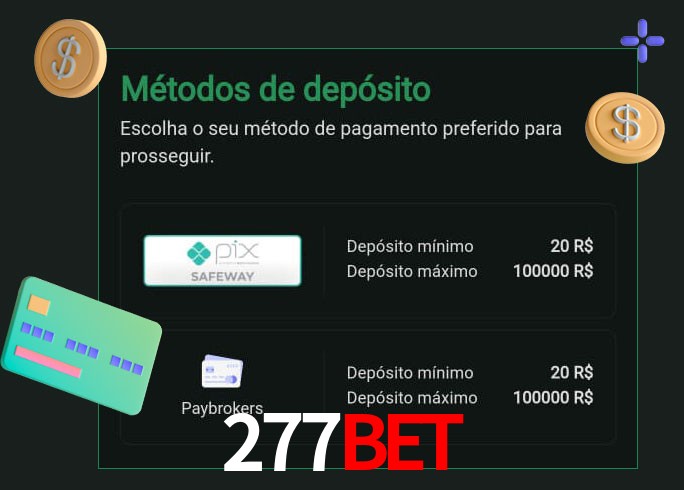 O cassino 277Bet oferece uma grande variedade de métodos de pagamento